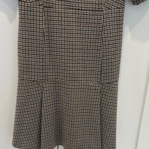 Calvin Klein 8 Elegant brown beige and White Houndstooth Dress - Picture 4 of 5